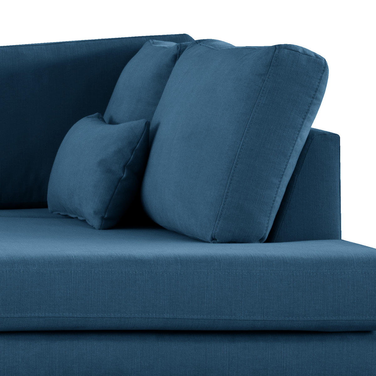 ECKSOFA mit Ottomane - Blau/Eichefarben, Naturmaterialien/Eichenholz (287/219cm) - home24
