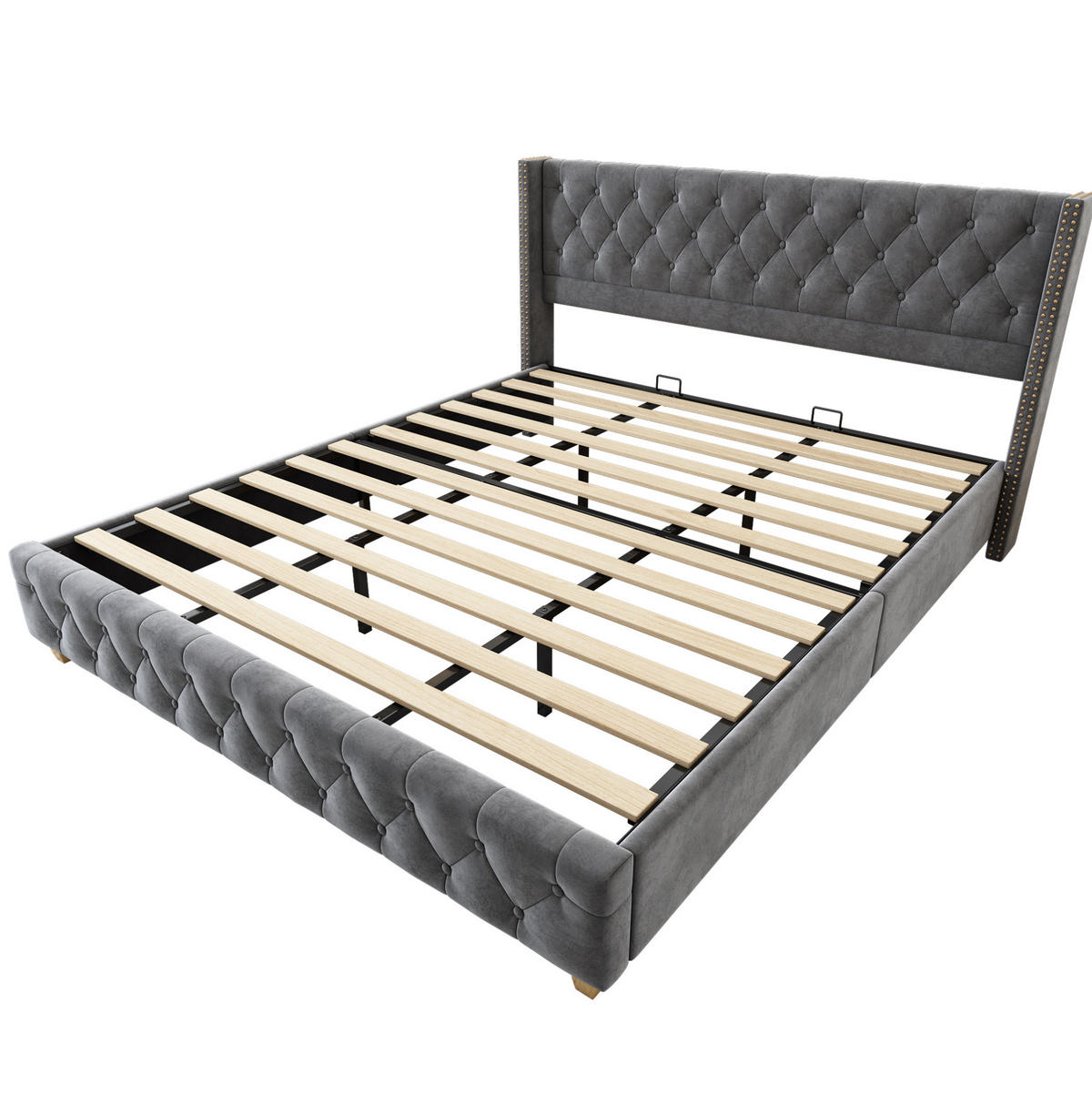 POLSTERBETT mit Lattenrost 180x200 cm Samt Grau - Grau, Metall (180/200cm) - Meubliv