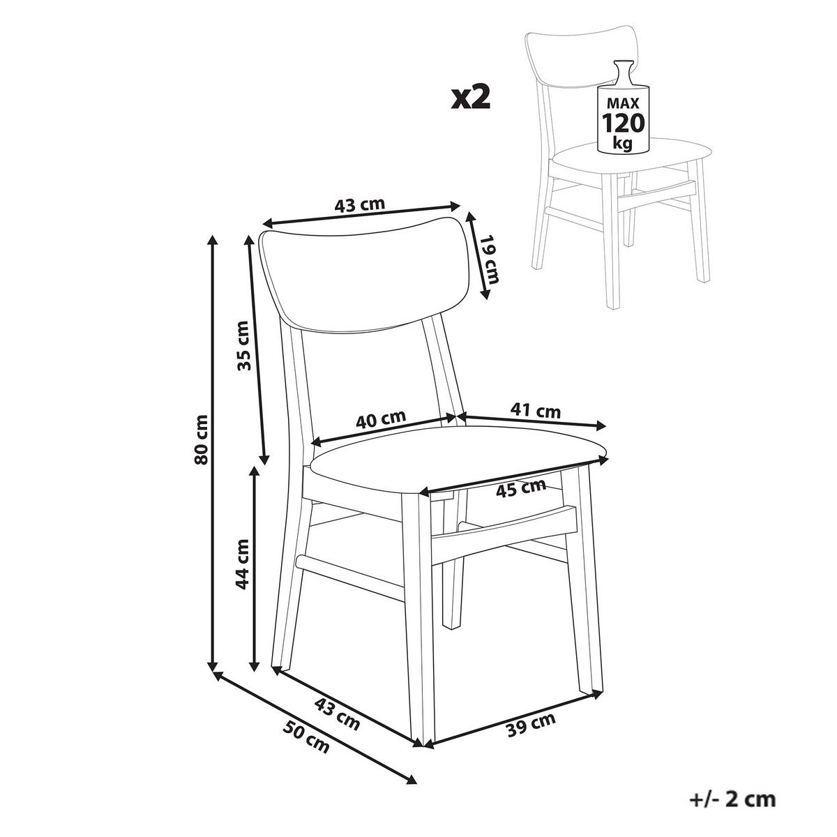 ESSZIMMERSTUHL 2er-Set Hellbeige Anoka - Beige/Braun, Holz (45/80/50cm) - Beliani