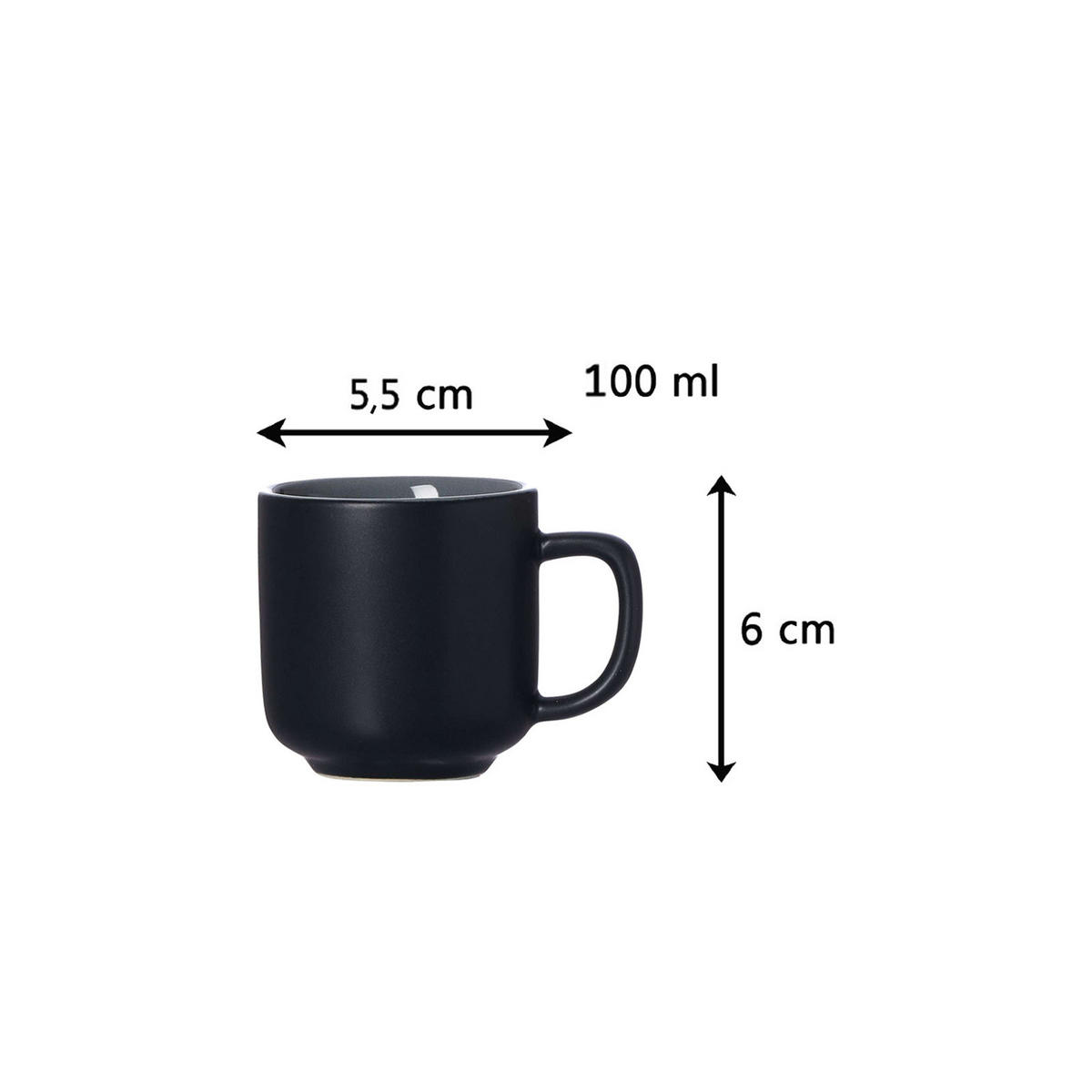 ESPRESSOTASSEN MIT UNTERTASSEN Jasper Schwarz 100 ml 4er Set - Schwarz, Keramik (1/1/1cm) - Ritzenhoff Breker