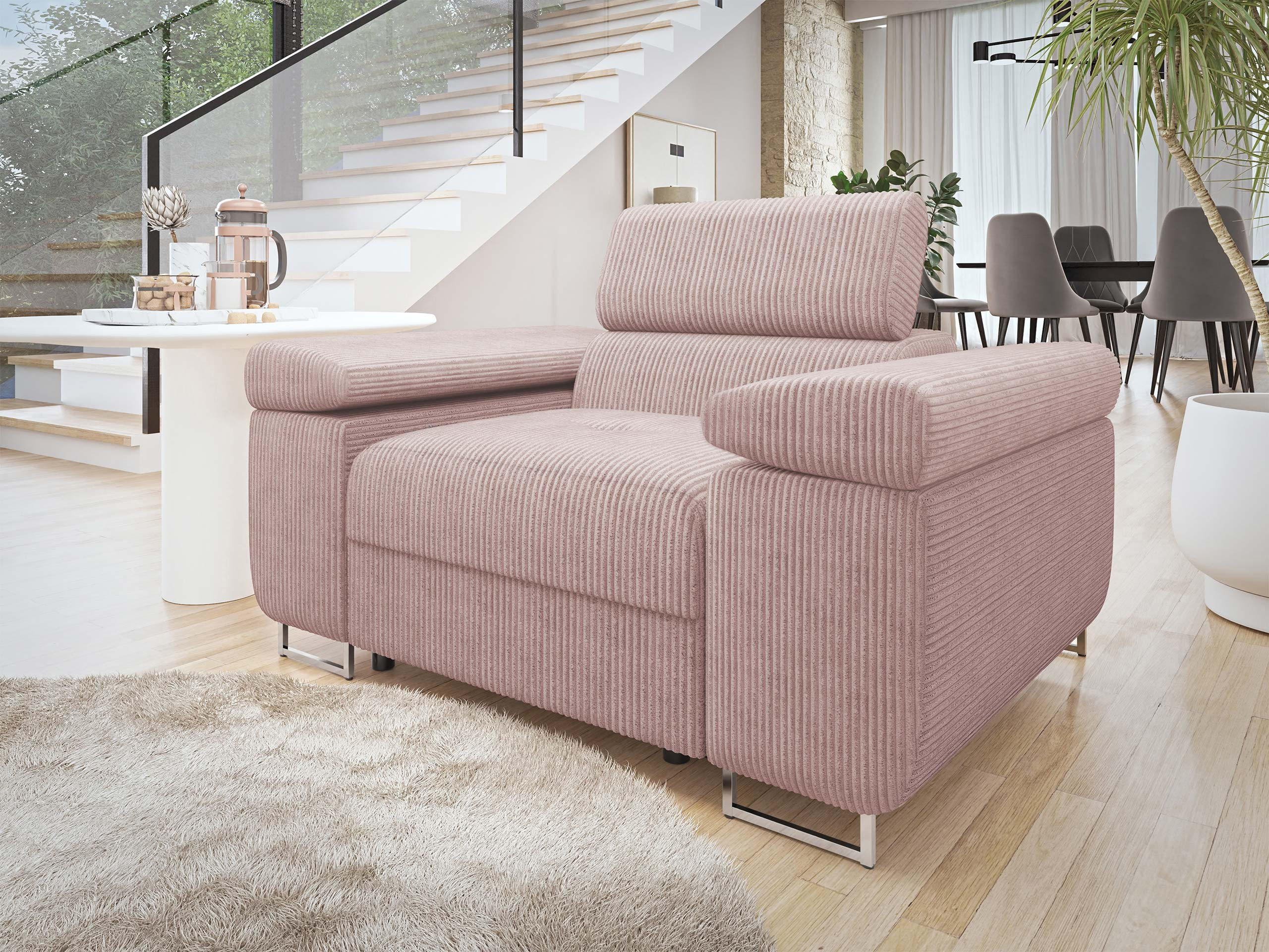 SESSEL Torezio Cord - Rosa, Holz/Textil (134/90/102cm) - MIRJAN24