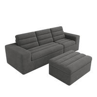 ECKSOFA mit rahmenloser Konstruktion und Cordstoff - Dunkelgrau, Textil (253/161cm) - EVRYAE