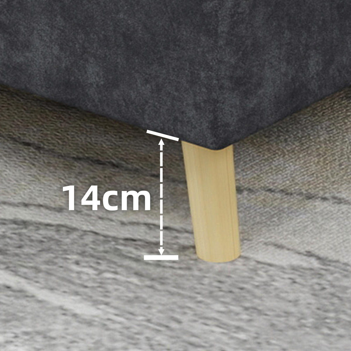 POLSTERBETT 140x200 cm Samt ohne Stauraum grau - Grau, Textil (140/200cm) - LEBENLANG