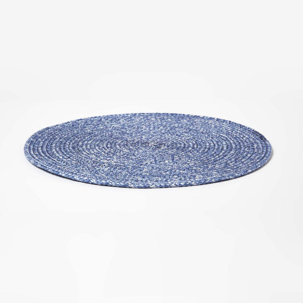 TISCHSET blau im 4er-Set, Platzsets rund geflochten, 40 cm - Blau, Textil (40/40cm) - Homescapes