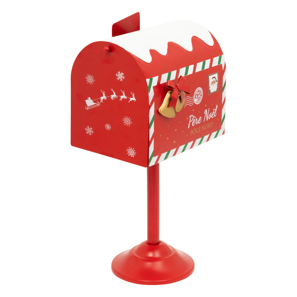 BRIEFKASTEN Metall Weihnachtsmann 32 cm auf Ständer - Rot, Metall (13/32.5/17cm) - Atmosphera Createur d´interieur
