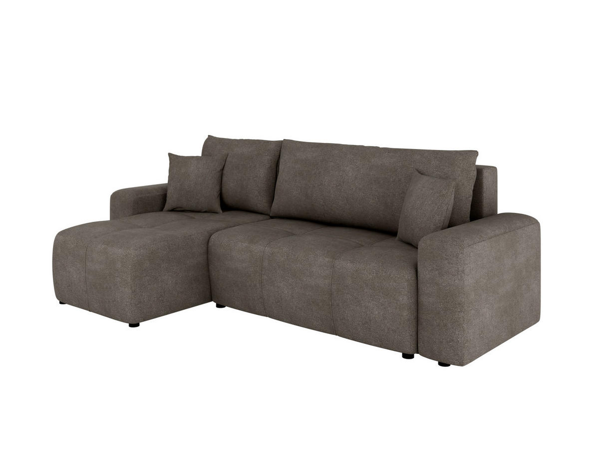 ECKSOFA Nolani mit Schlaffunktion & Bettkasten – Modern & Bequem - Dunkelgrau, Kunststoff (248/145cm) - Panda Möbel
