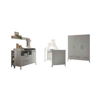 BABYZIMMER Olaf in Kreidegrau matt Lack und Anthrazit 8 teilig inklusive Matratze - Grau, Holzwerkstoff (120/200/80cm)