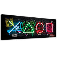 WANDBILD spielkonsole symbole - Multicolor, Textil (90/30cm) - Feeby