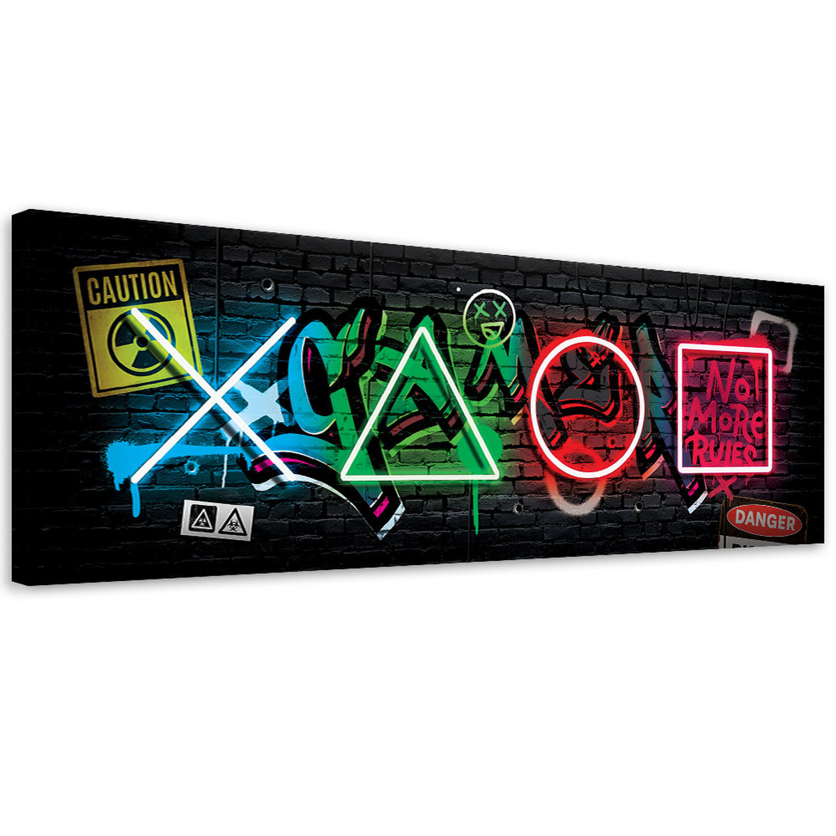 WANDBILD spielkonsole symbole - Multicolor, Textil (90/30cm) - Feeby