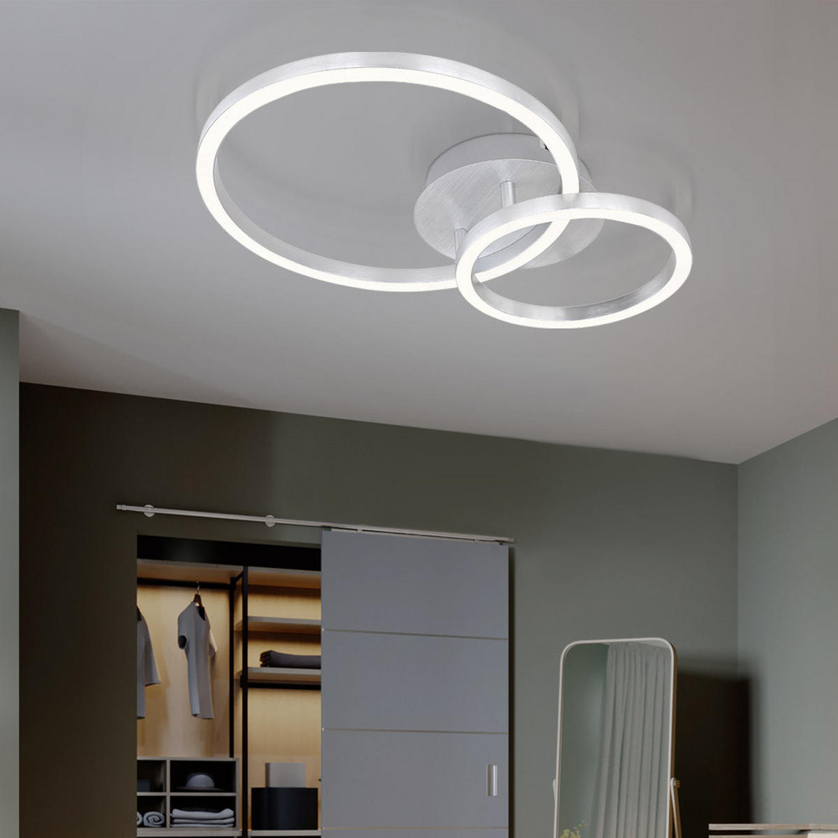 LED DECKENLEUCHTE Kreisform Weiß Opal - Weiß, Metall (41.3/30/7cm) - Globo Lighting