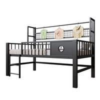 NIEDRIGES HOCHBETT 90/200 cm Schwarz mit Sicherheitsgitter und Stauraum - Schwarz, Metall (90/200cm) - MIVRAY