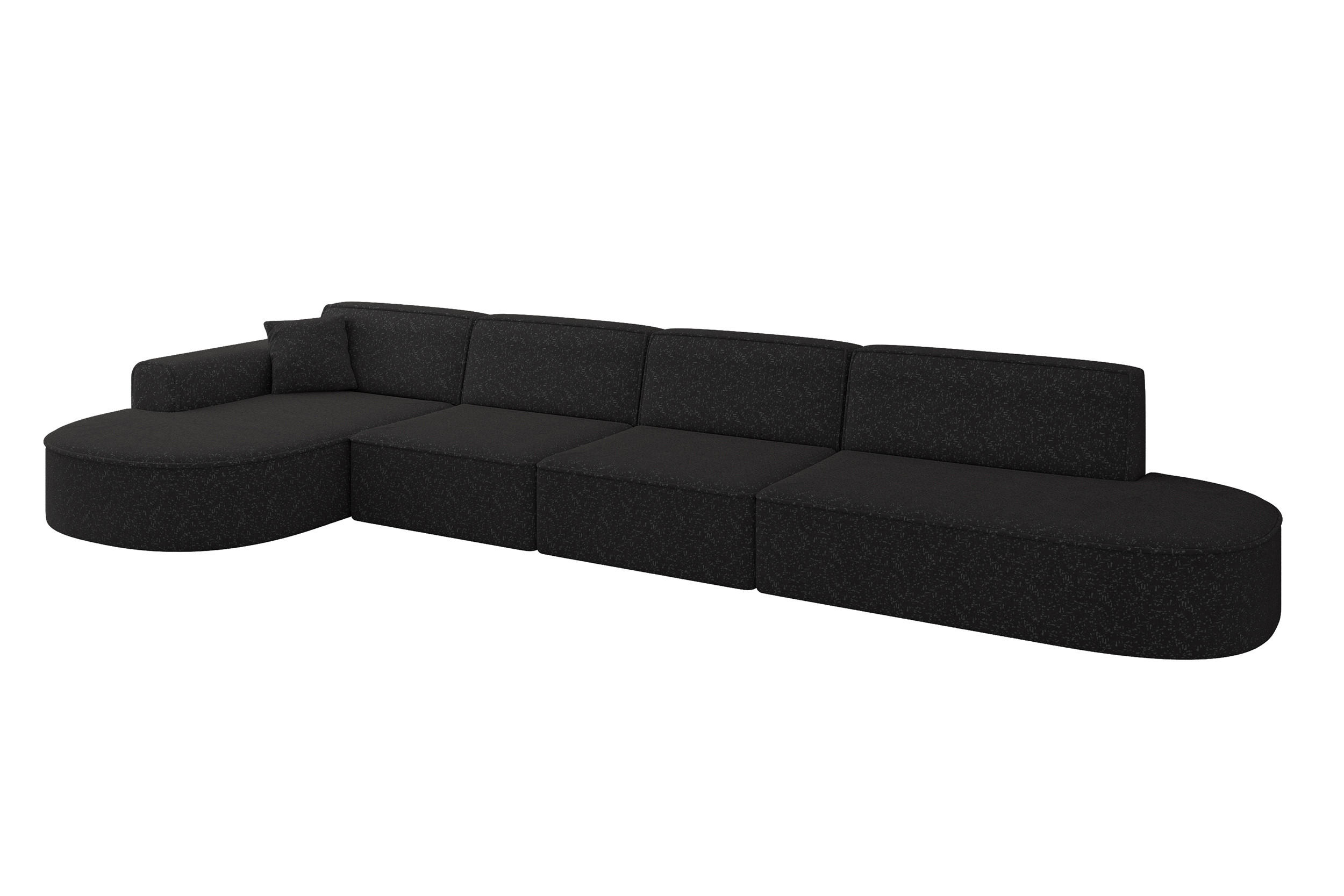 ECKSOFA Ottomane Links MARI-L3 - 413x171x79 cm Schwarz Tissu - Schwarz, Holzwerkstoff/Kunststoff (413/171cm) - ALTDECOR