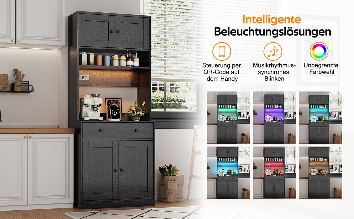 GESCHIRRSCHRANK Schwarz 72/40/180 - Schwarz, Holzwerkstoff (72/180/40cm)