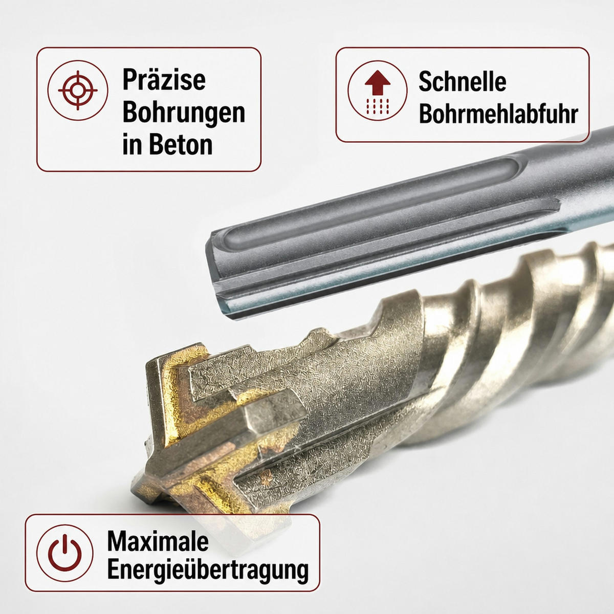 SDS Max Bohrer - Edelstahlfarben, Metall (30/2/2cm) - KLASEBO