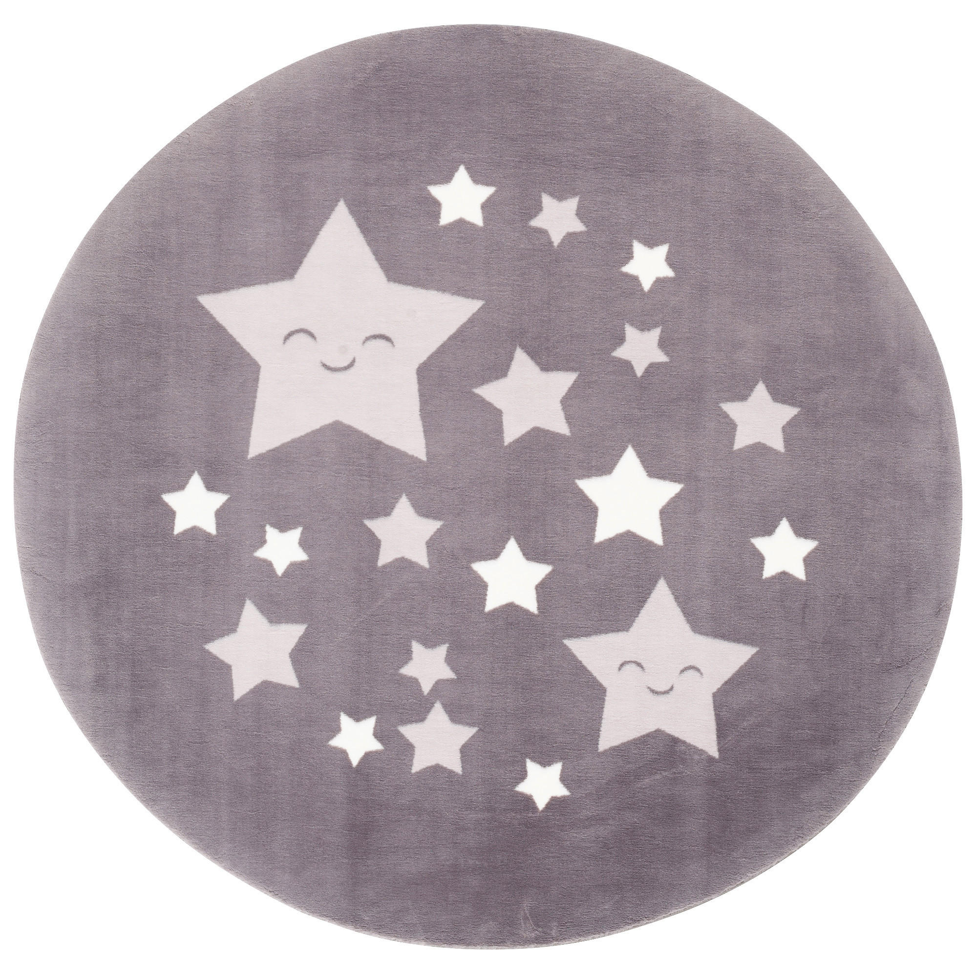 SUPER SOFT FELLTEPPICH PEARL KIDS STERNE RUND - Grau, Textil (160/160cm) - Pergamon
