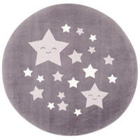 SUPER SOFT FELLTEPPICH PEARL KIDS STERNE RUND - Grau, Textil (120/120cm) - Pergamon