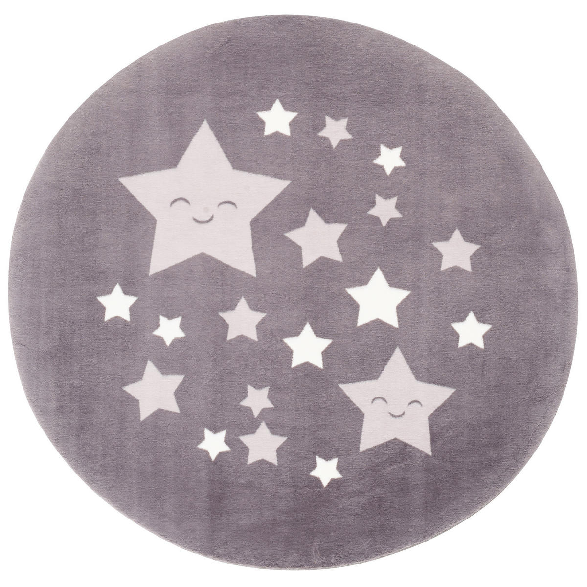 SUPER SOFT FELLTEPPICH PEARL KIDS STERNE RUND - Grau, Textil (120/120cm) - Pergamon