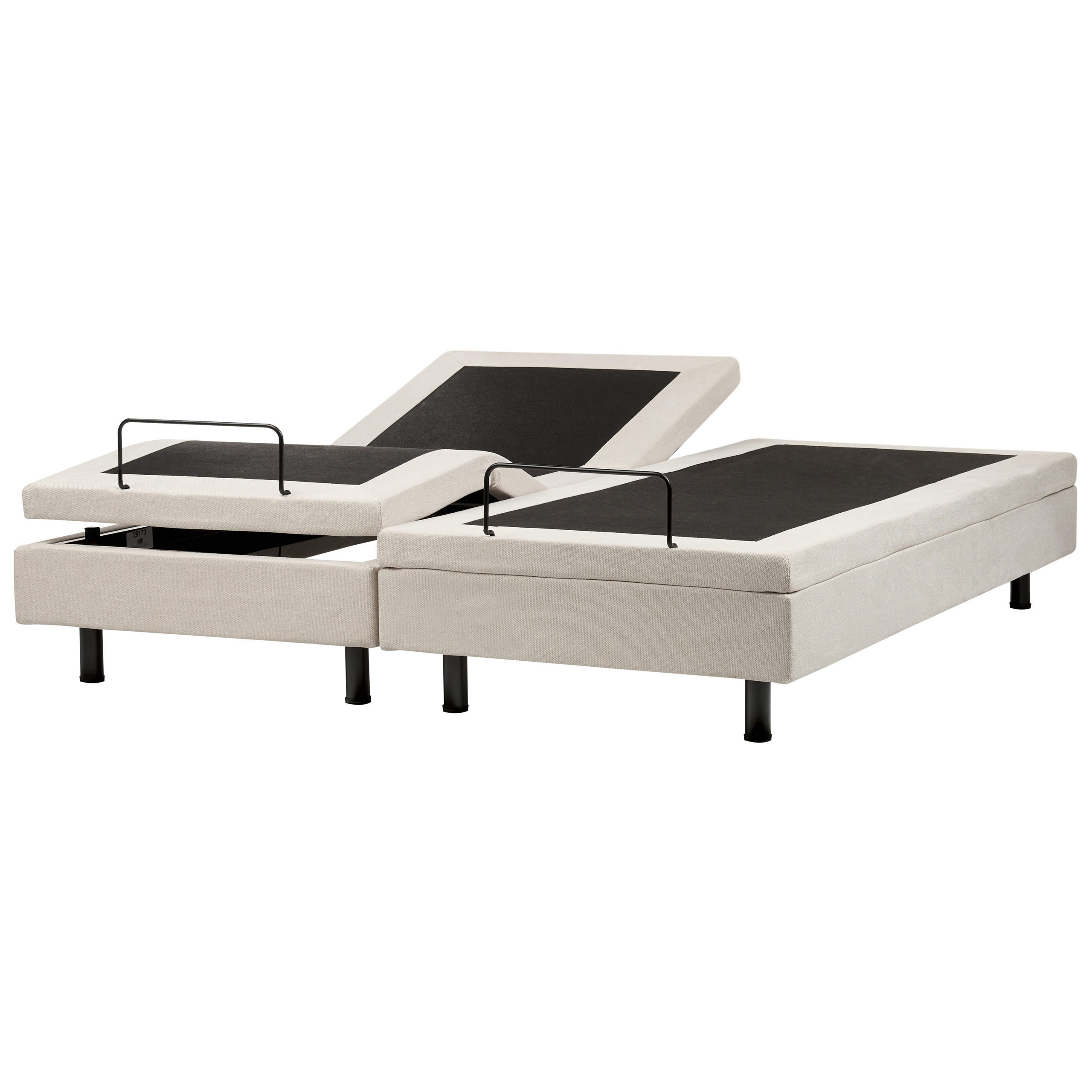 POLSTERBETT Verstellbar 180/200 cm Hellbeige Duke II - Beige/Schwarz, Textil (180/200cm) - Beliani