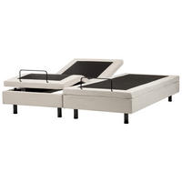 POLSTERBETT Verstellbar 180/200 cm Hellbeige Duke II - Beige/Schwarz, Textil (180/200cm) - Beliani