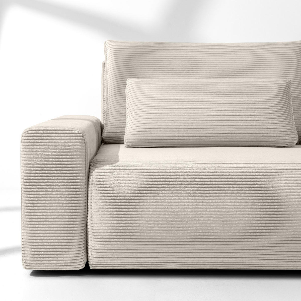 3-SITZER SCHLAFSOFA MOLLIS, Corduroy, Cremig - Creme, Holz/Holzwerkstoff (250/93/108cm) - KONSIMO®