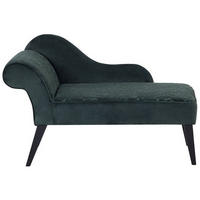 CHAISELONGUE Samtstoff dunkelgrün Blättermuster linksseitig Biarritz - Grün, Textil (116/77/56cm) - Beliani