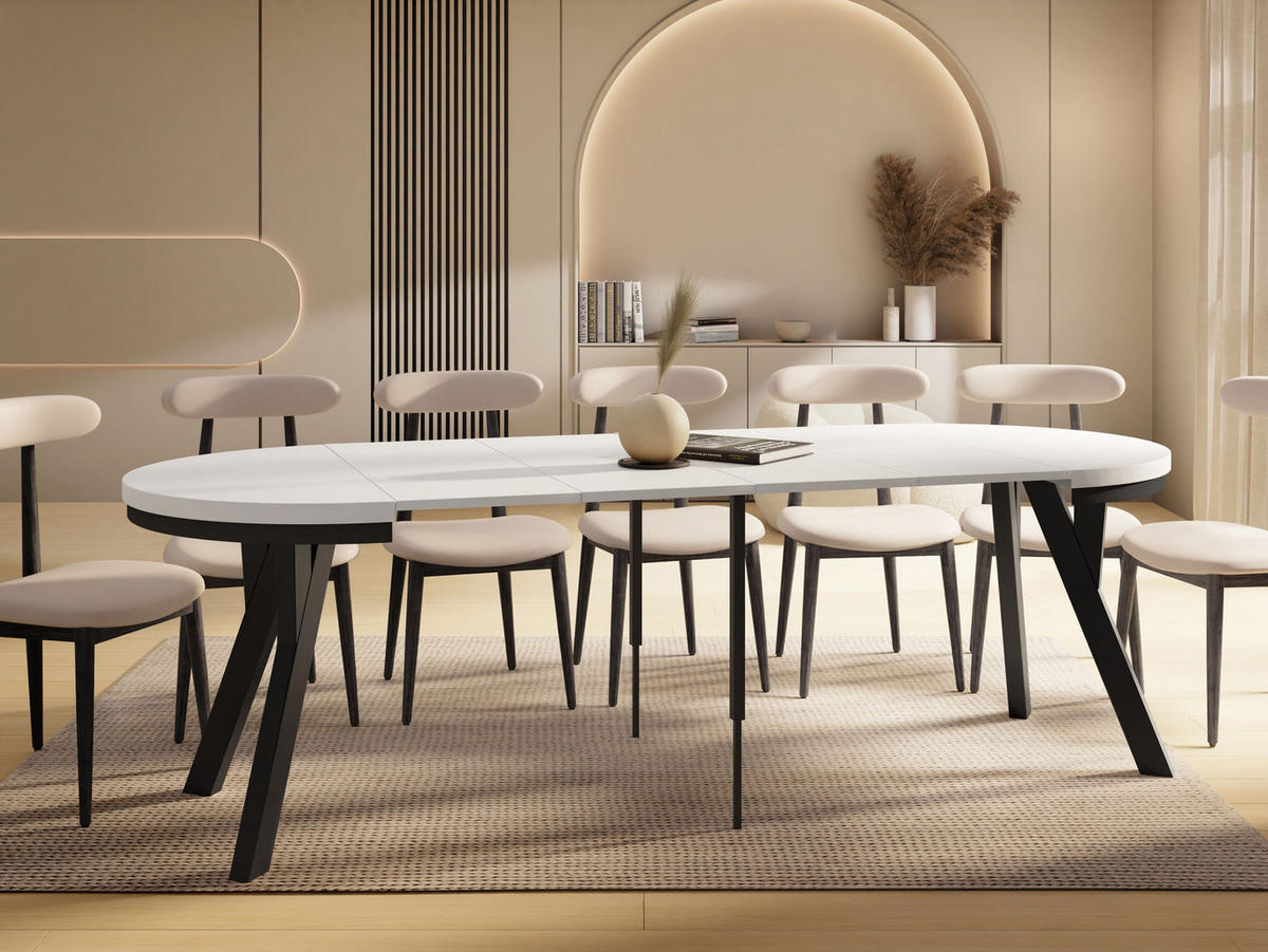 ESSTISCH Vero Neo rund ausziehbar verlängerbar, Weiss 80-130/80/77 cm - Weiß, Holz/Holzwerkstoff (80/80/77cm) - WFL GROUP