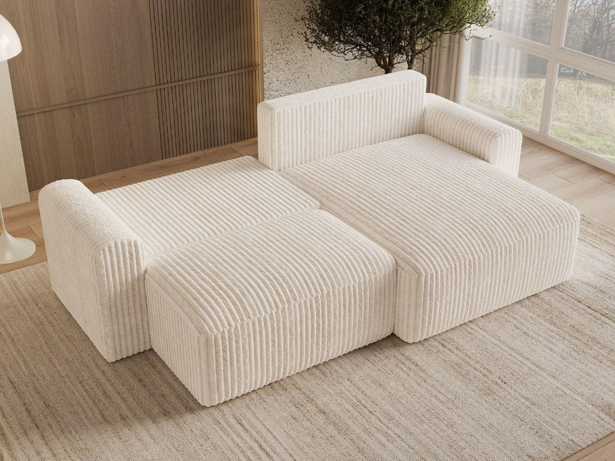 ECKSOFA Aurora Creme - Creme, Holz/Textil (259/145cm) - Graingold
