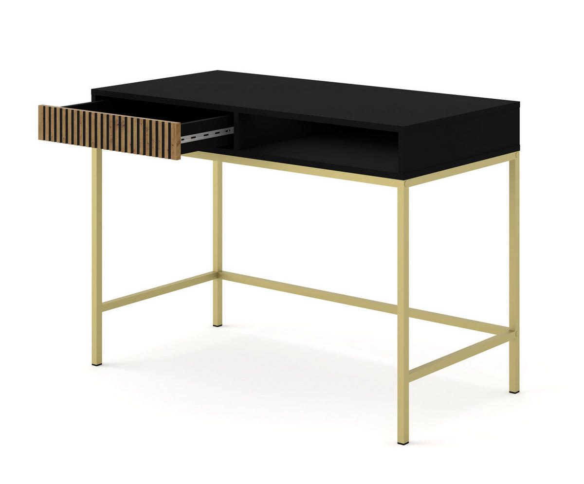 SCHMINKTISCH Schwarz, Artisan-Schwarz, Gold 112/78/50 - Schwarz, Holzwerkstoff (112/78/50cm) - RAUMHIRSCH FURNITURE
