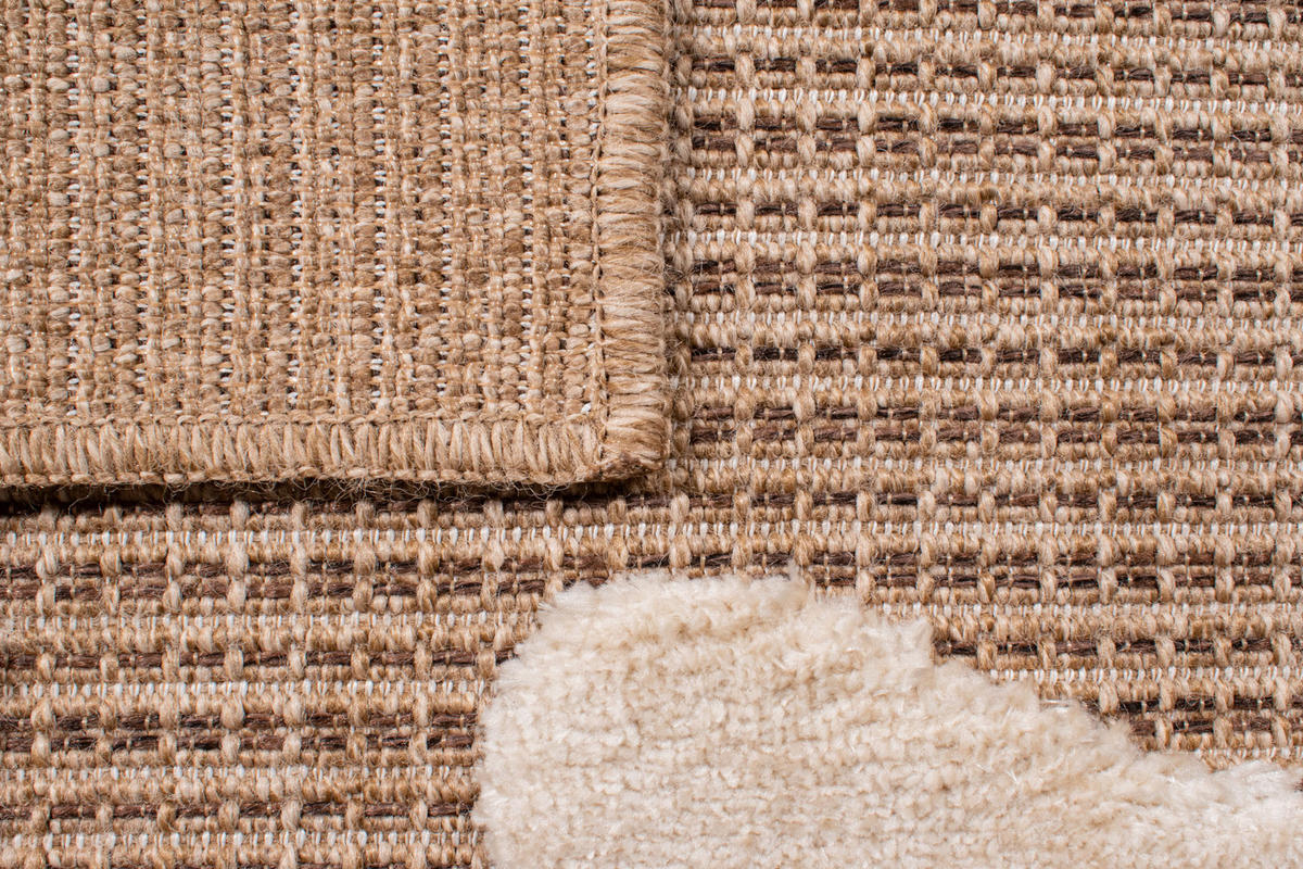 TEPPICH mit Juteoptik weißem Gesichtsmotiv Palma 120x170 cm - Weiß, Textil (150/170cm) - Nazar Rugs