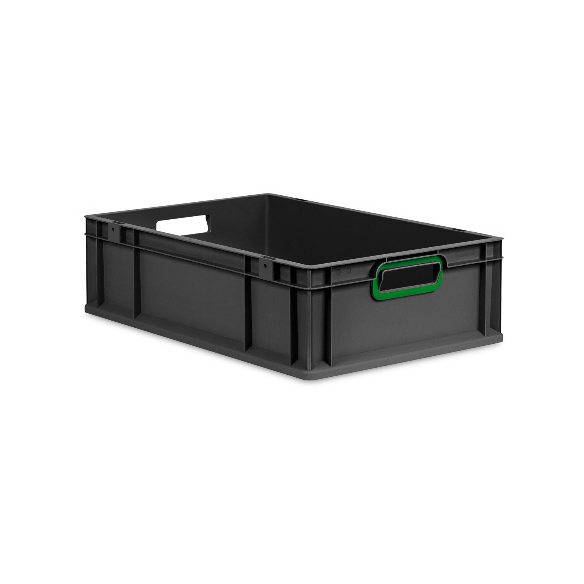 EUROBOX NextGen Color 17x40x60 cm 34 Liter Griffe grün offen, Schwarz - Schwarz/Grün, Kunststoff (40/17/60cm) - PROREGAL