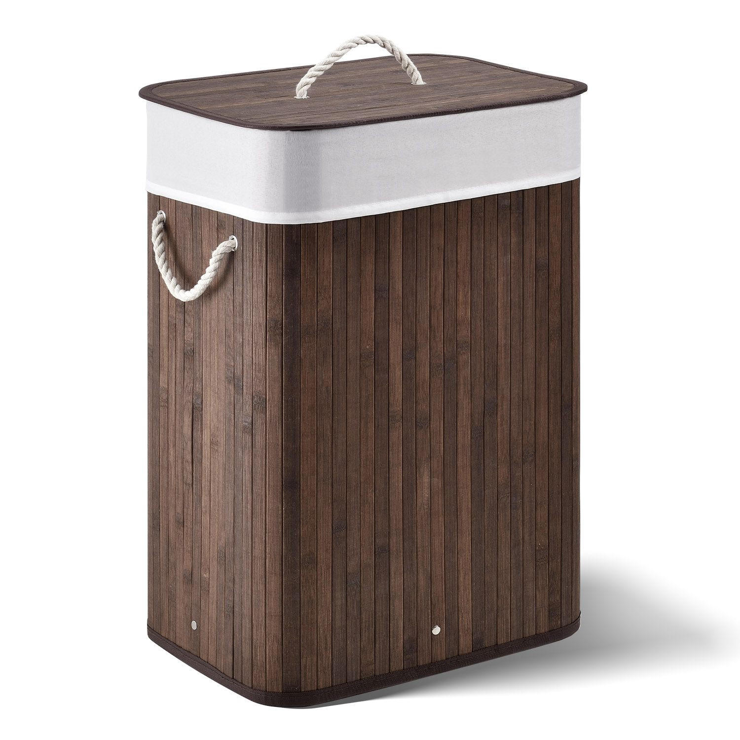 WÄSCHEKORB Curly 72 L braun - Braun, Holz (40/60/30cm) - Juskys