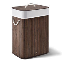 WÄSCHEKORB Curly 72 L braun - Braun, Holz (40/60/30cm) - Juskys