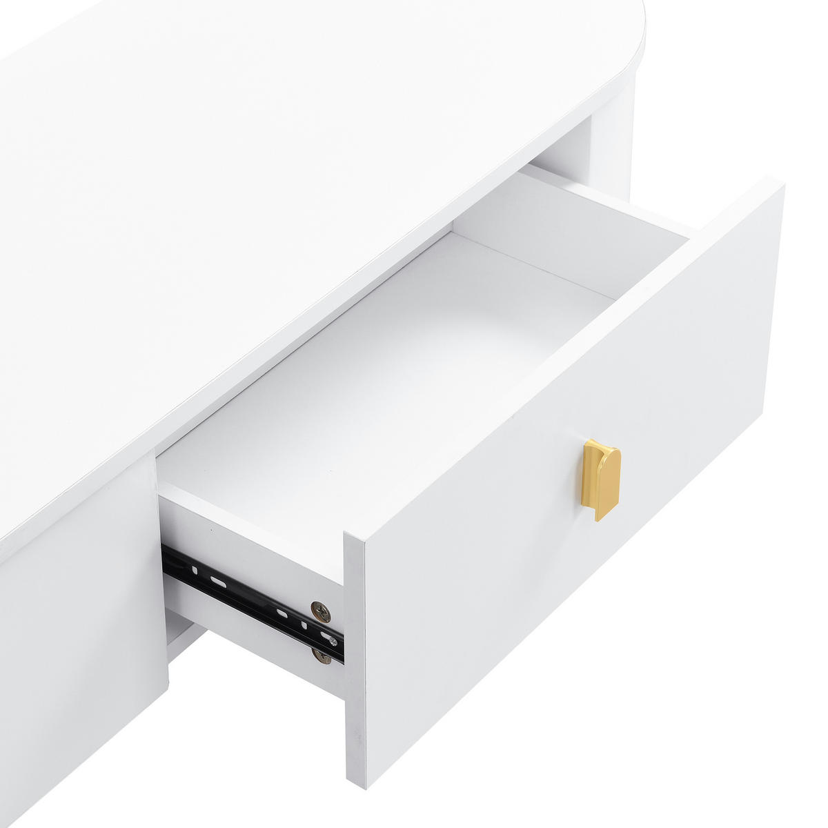 TV-ELEMENT mit Couchtisch - Kombination 2er-Set weiß mit Schubladen goldenen Akzenten - Weiß, Holzwerkstoff (174/41/35cm) - OKWISH