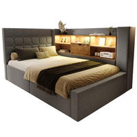 POLSTERBETT 90/200 cm Grau mit LED, USB und Stauraum ohne Matratze - Grau, Textil (90/200cm) - MIVRAY