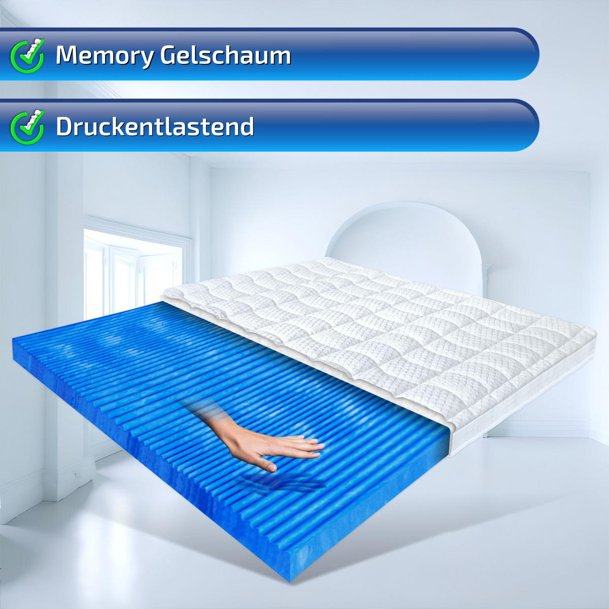 GEL-TOPPER Terramed Gel Komfort 140x200 8cm Hoch - Weiß, Textil (140/200cm) - Matratzen Perfekt