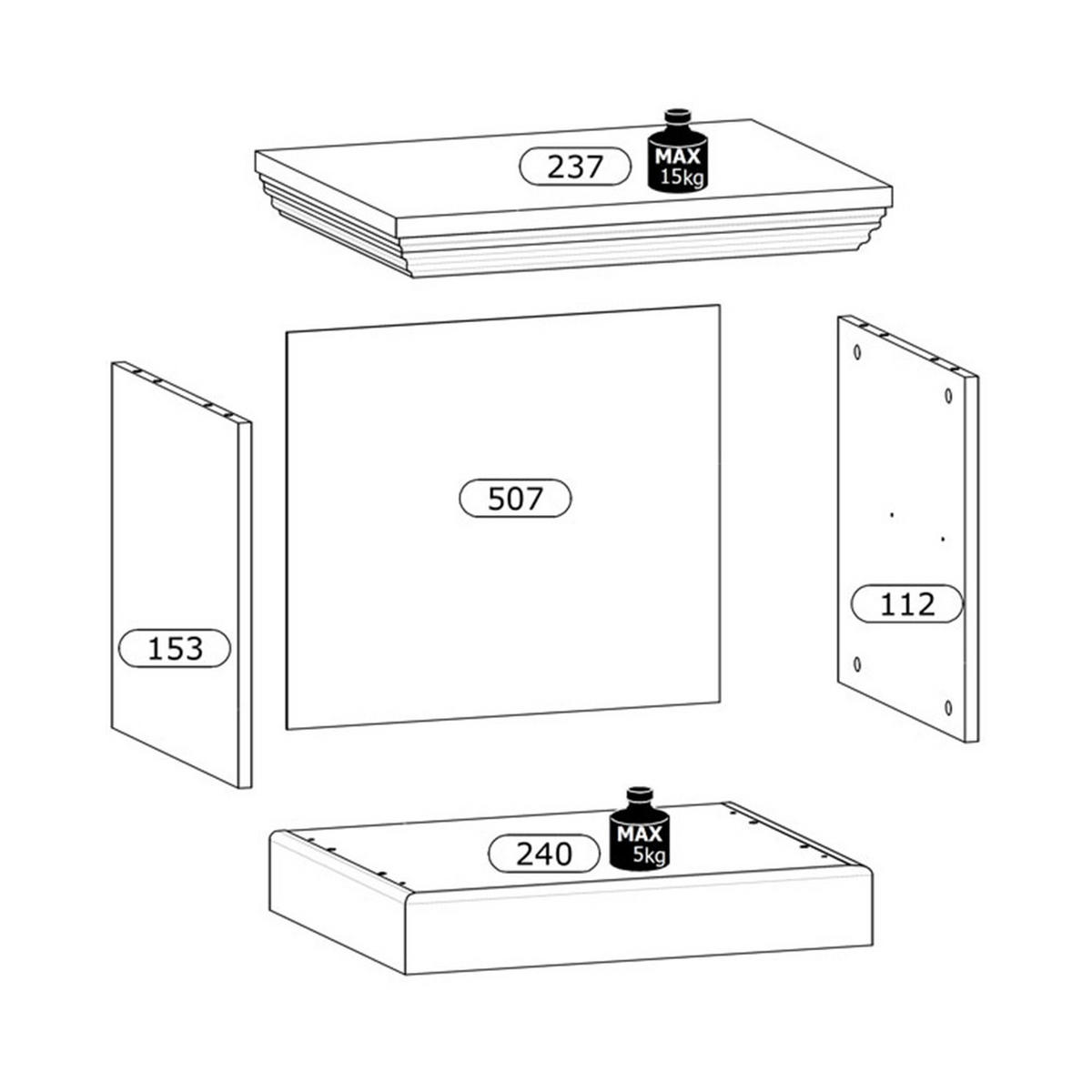 NACHTTISCH Royal Pinie skandinavisch / weiß / Wildeiche 57 / 44,8 / 51,2cm - Eichefarben/Weiß, Holz/Holzwerkstoff (57/51.2/44.8cm) - Feldmann-Wohnen