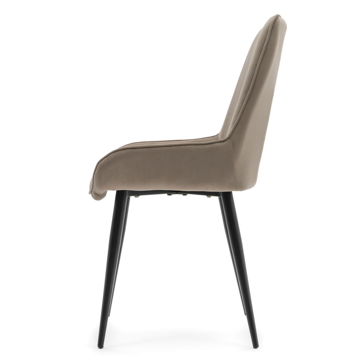 STUHL LUCA gepolstert mit Steppung - dunkelbeige schwarze Beine - Samt Velours - Beige/Schwarz, Textil/Metall (51/88/50cm) - NEW HOME