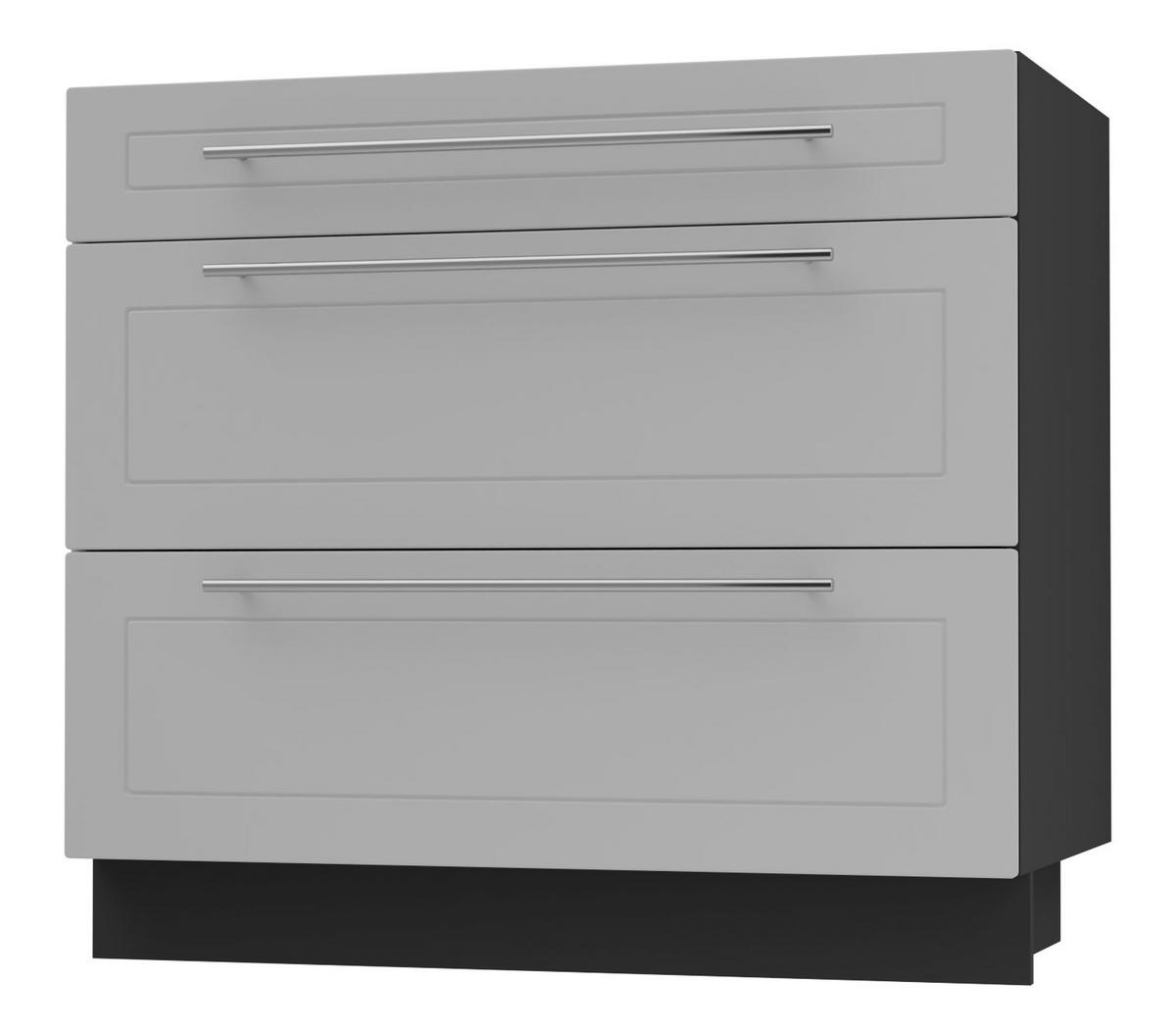SCHUBLADENUNTERSCHRANK Kvantum D3M/90 90 / 50 / 82cm - Schwarz/Grau, Holz/Holzwerkstoff (90/82/50cm) - Feldmann-Wohnen