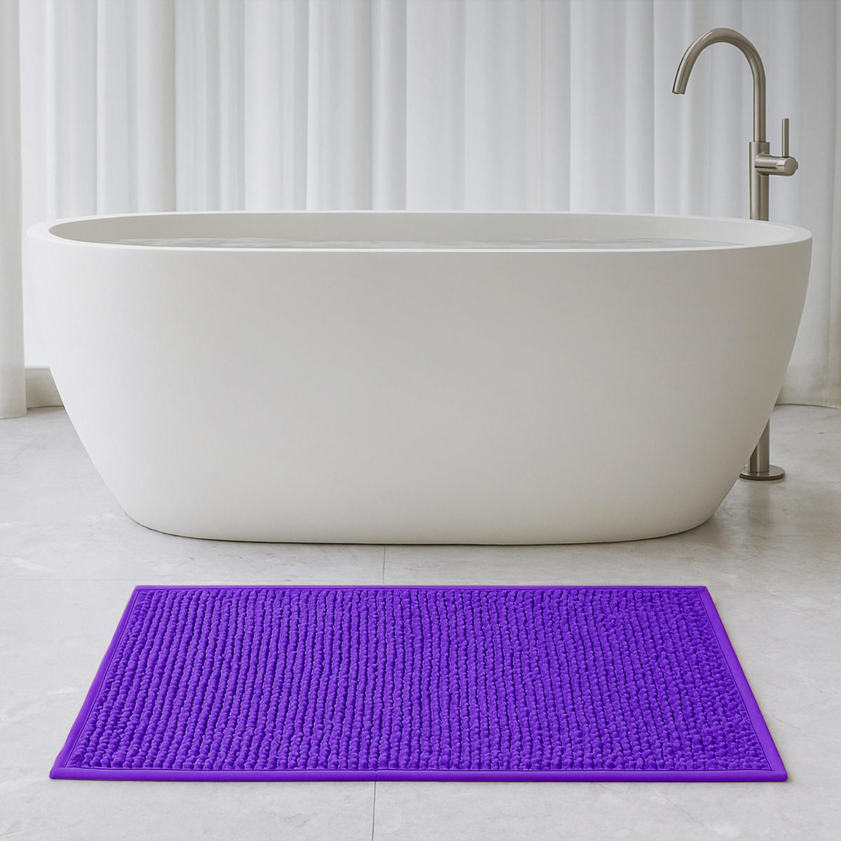 BADEMATTE Chenille 60x90cm Lila - Lila, Textil (90/60cm) - Bestlivings