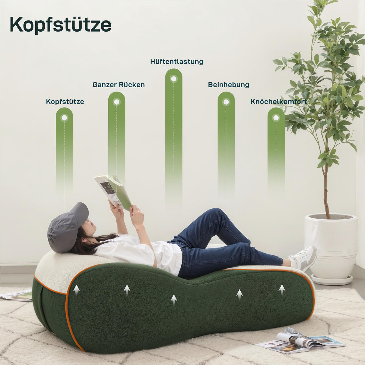 LOUNGE Sessel in Salbeigrün 165cm - Weiß/Grün, Textil (165/55/80cm) - Vercart