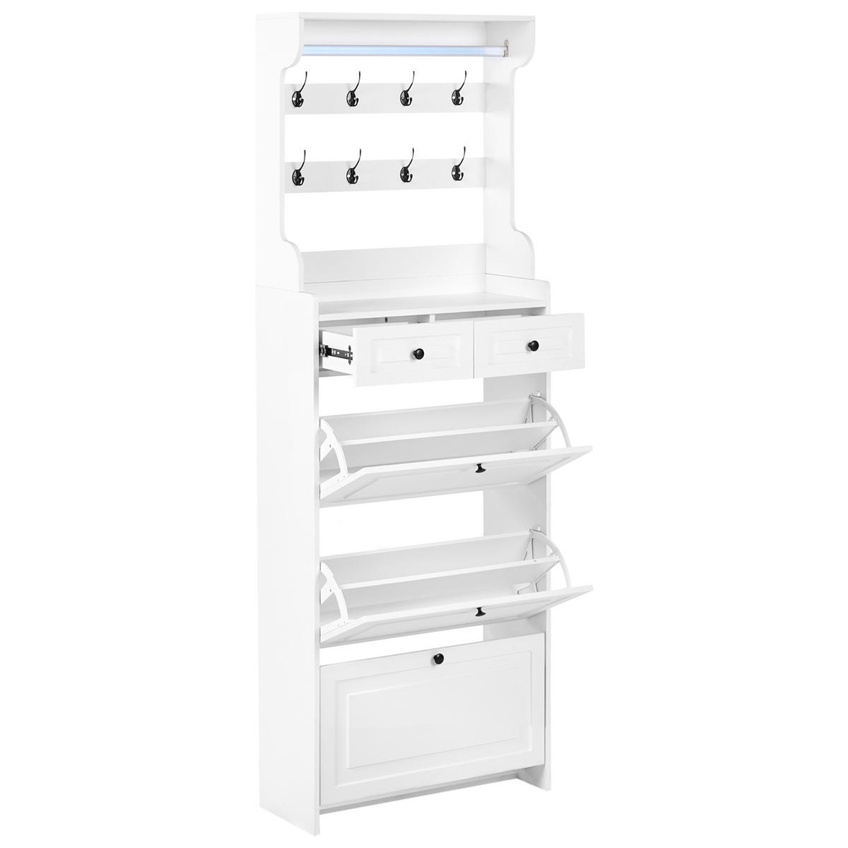 DULAP DE PANTOFI alb Dalhousie - alb, compozit lemnos (70/200/30cm) - Beliani