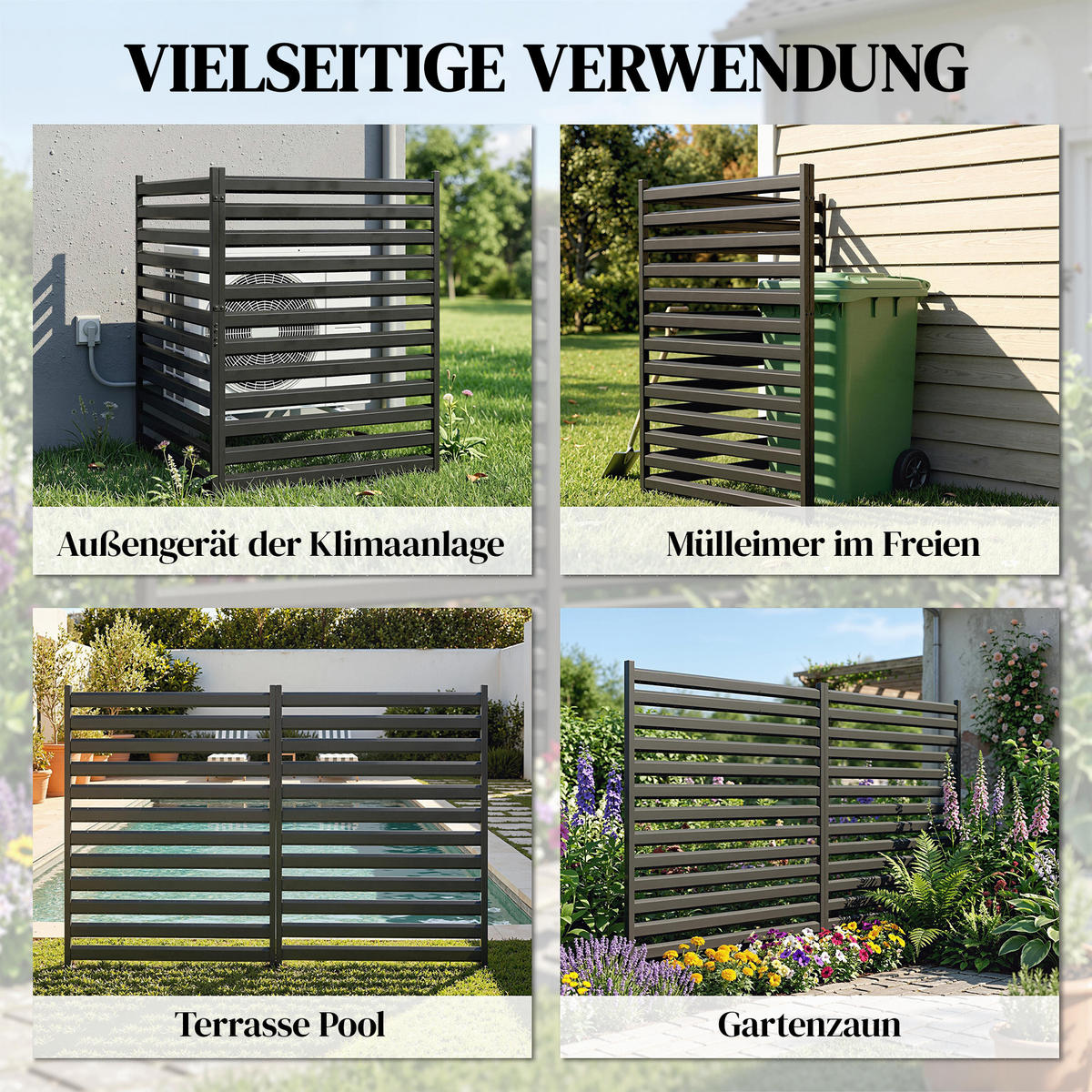 GARTENZAUN Stahl Schwarz - Schwarz, Metall (6.5/91cm) - Outsunny
