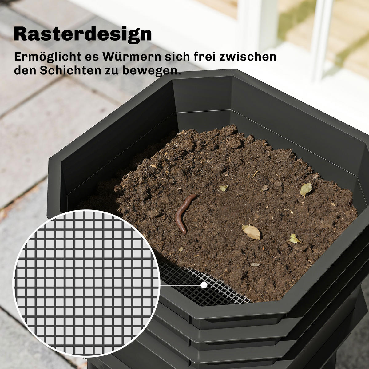 KOMPOSTER Kunststoff Dunkelgrau - Dunkelgrau, Kunststoff (39/51.5/39cm) - Outsunny