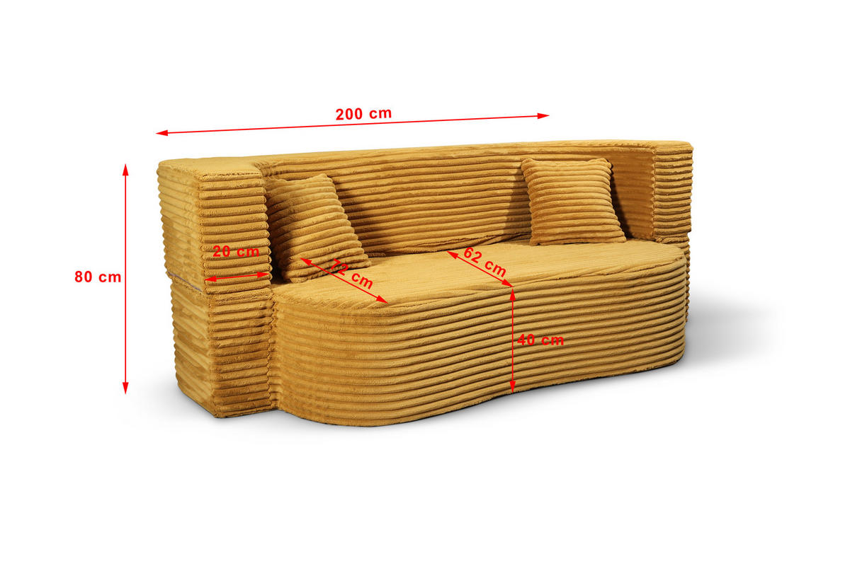 SCHLAFSOFA MYFOAM, Sofa mit Schlaffunktion, Farbe: Orange, Cordstoff - Orange, Textil (200/80/72cm) - Storez24