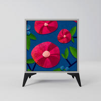 SIDEBOARD SPRING THOUGHTS, Grau, 57,5x42x70,5 cm, Schwarze Metall-Sternfüße - Multicolor/Schwarz, Holzwerkstoff/Metall (57.5/70.5/42cm) - SpaceRebels