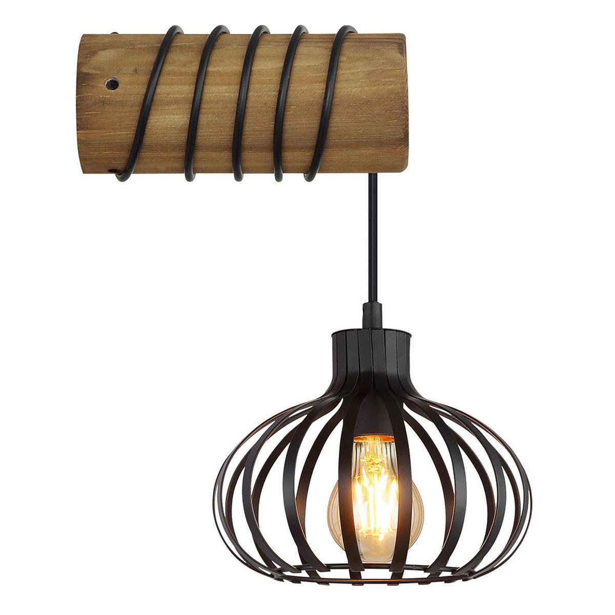 LED WANDLEUCHTE CALDWELL Holz Metall Braun Aufbau - Braun, Holz (20/59/29cm) - Globo Lighting