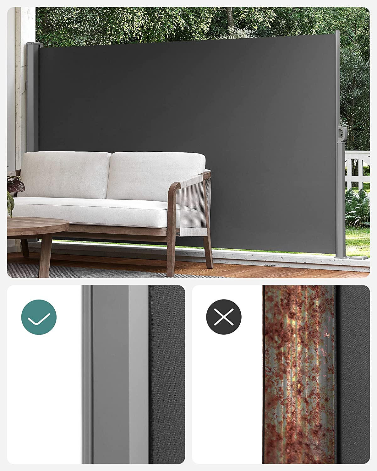 SEITENMARKISE - Grau, Textil (180/10/450cm) - Hansiro