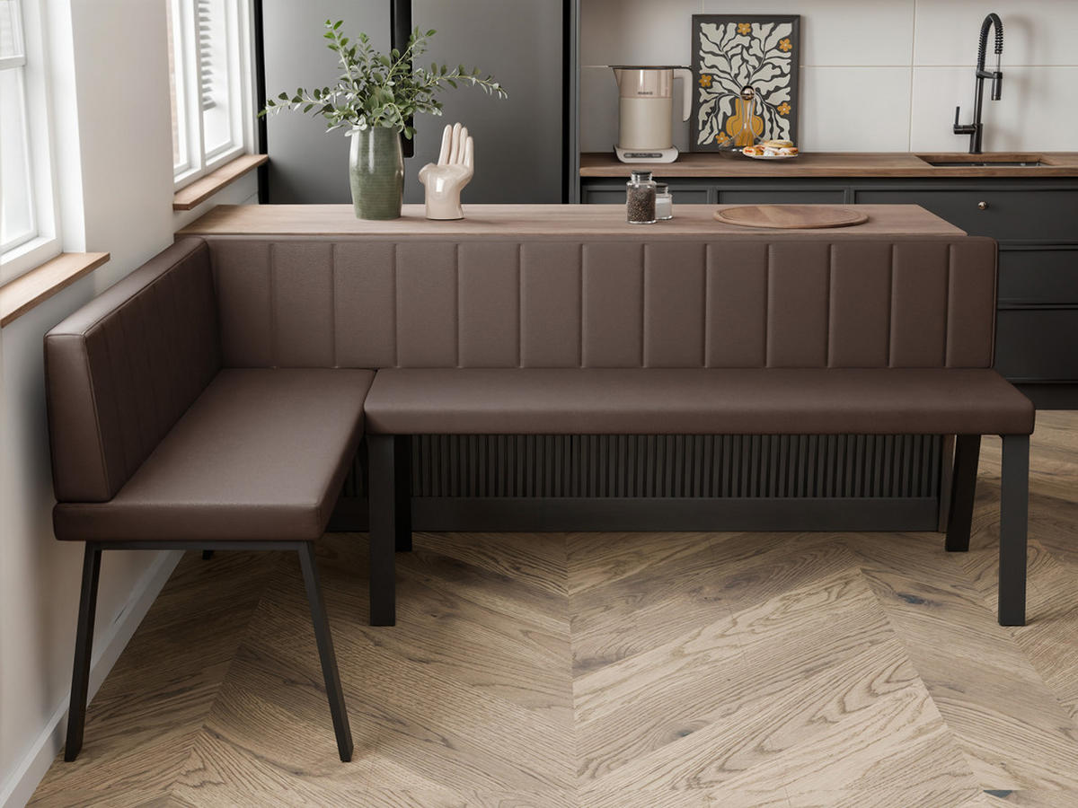 ECKBANK links MONO Y Kunstleder gesteppt, 142/196 cm Braun - Braun, Kunststoff/Textil (142/196cm) - Idohome