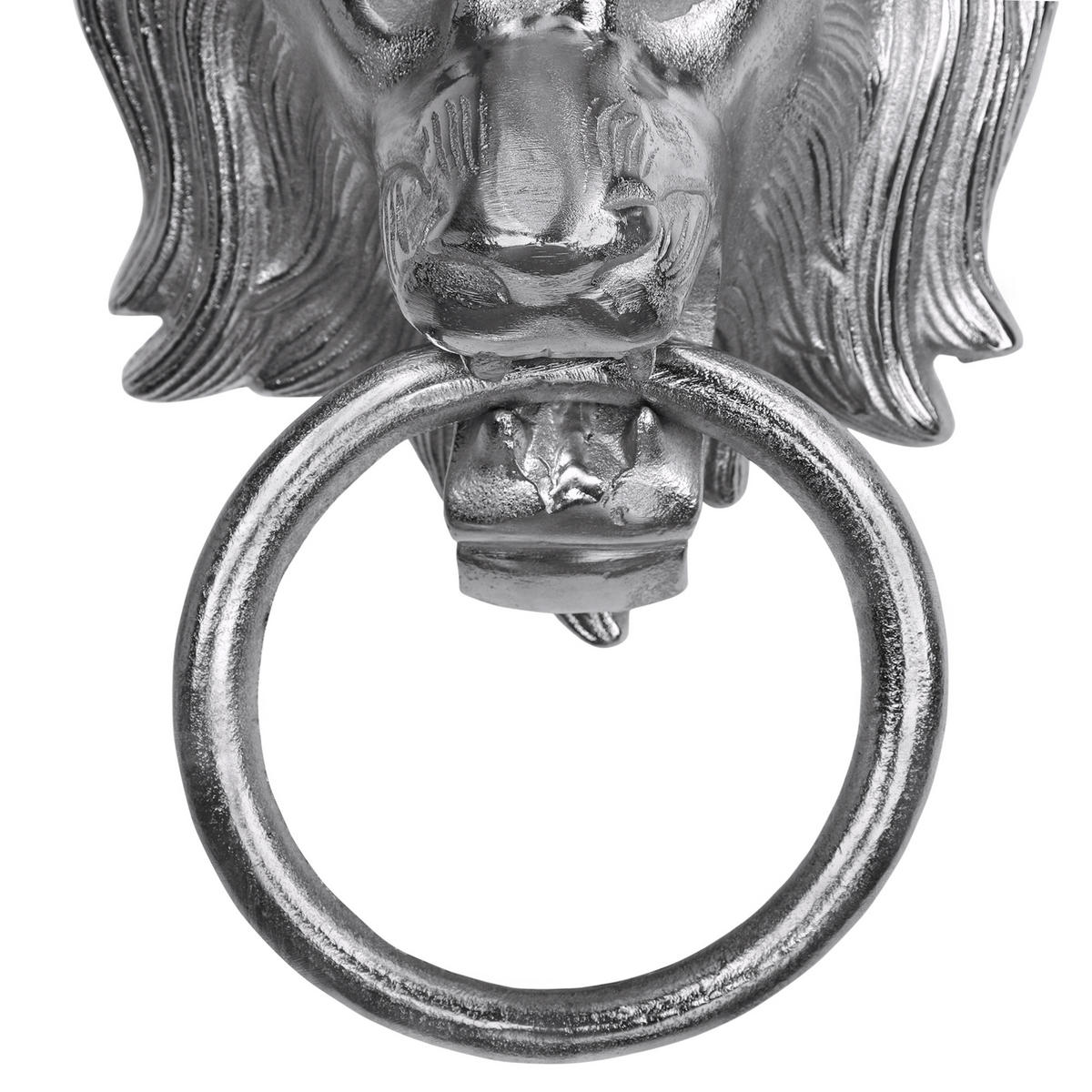 HANDTUCHHALTER Löwenkopf mit Ring aus Aluminium vernickelt 10x31 cm - Silberfarben, Metall (10/31/31cm) - WOMO-DESIGN