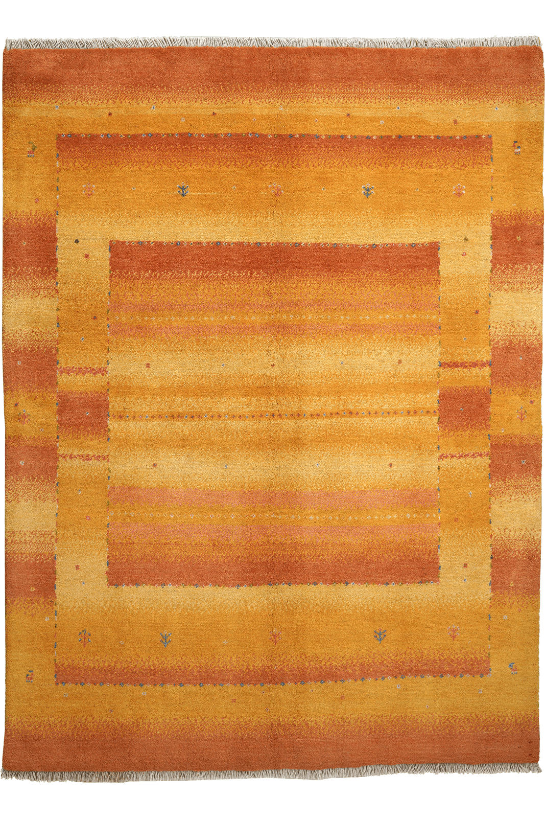 GABBEH-TEPPICH handgeknüpft Rizbaf Orange 202/149 cm Schurwolle - Orange, Textil (149/202cm) - Looma